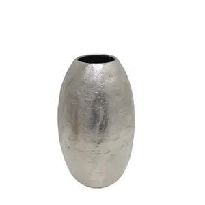 Aluminum Round Flower Vase Silver Colour vintage flower vase For Garden & Table Top Decoration Customized In Bulk