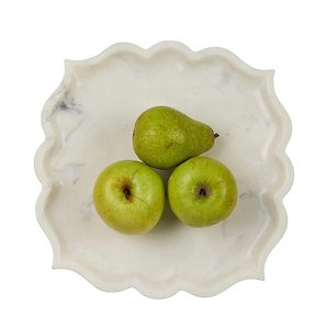Plateau de fruits en marbre blanc maroc en pierre essentielle Plateau en marbre vert en forme de rectangle Couleur verte Service de style moderne - Product Image 2