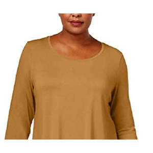 Haut à col rond pour femme grande taille JM Collection, taille XXX-Large, en tissu tricoté, couleur or - Product Image 2
