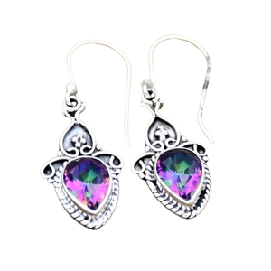 Pendientes al por mayor de piedras preciosas de topacio místico, pendientes de topacio de Plata de Ley 925 sólida para mujeres y niñas, Pendientes colgantes de plata - Product Image 1