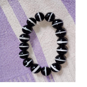 ที่กำหนดเองทำลูกปัดสีดำที่มีแถบสีขาวลูกปัดแก้วในรูปทรงและขนาดเหมาะสำหรับนักออกแบบเครื่องประดับและร้านค้าลูกปัด - Product Image 6