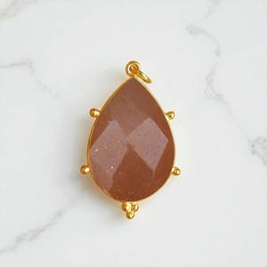 Pear Faceted Peach Moonstone Gemstone <b>Charm</b> <b>Pendant</b> - Designer Fashion <b>Pendant</b> Jewelry - 925 Silver <b>Charms</b> For Wholesale - Product Image 1