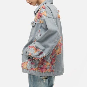 OEM ODM Service High Quality Custom Women's Stone Wash Denim Jacket Applique Embroidery Decoration <b>Cotton</b> Filled Coat Wholesale - Product Image 6