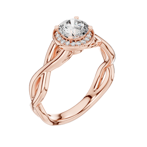 Bague de fiançailles pour femme avec halo de diamants de laboratoire ronds de 0,79 CT, VVS-VS EF CVD, or 18 carats, 14 carats, 10 carats et argent 925, rose - Product Image 4