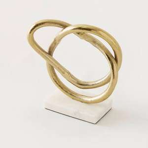 Escultura de anillo de oro de lujo Diseño abstracto Escultura de metal de artesano indio Aluminio chapado en oro para acento de decoración del hogar - Product Image 3