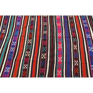 Tapis vintage 5,1 x 6,9 pieds, tapis turc abstrait rouge et bleu en laine - Product Image 5