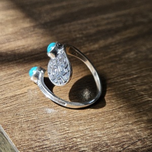 Bague en argent turquoise réglable en croix bague en argent léger nouveau design tendance - Product Image 2