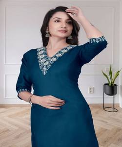 <b>FANCY</b> TESLA COTTON EMBROIDERY WORK ONLY SALWAR <b>SUIT</b> 3-Piece IN-STOCK FESTIVE WEAR WHOLESALE PRICE ETHNIC GARMENT TEAL - Product Image 4