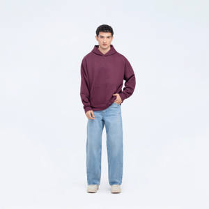 Sudadera con capucha de mezcla de algodón 100% de gran tamaño para hombre, Sudadera con capucha de punto de invierno con estampado de transferencia de calor Digital personalizada - Product Image 5