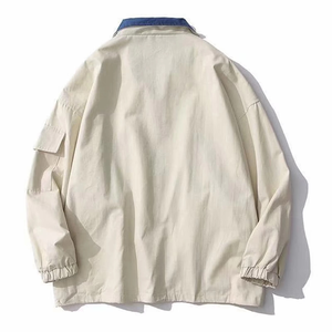 2025 hommes ample respirant toile veste dernière mode Campus Style personnalisable motif Logo fermeture éclair coupe-vent veste - Product Image 3