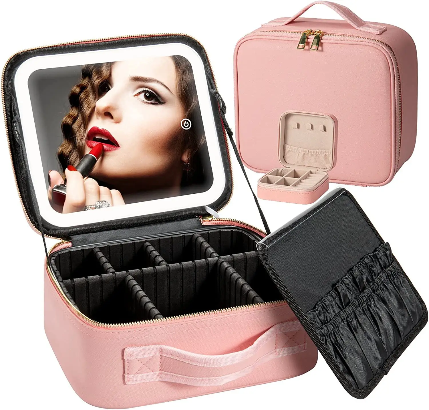 Neceser de viaje personalizado M28, neceser de belleza, bolsa de maquillaje con divisores ajustables