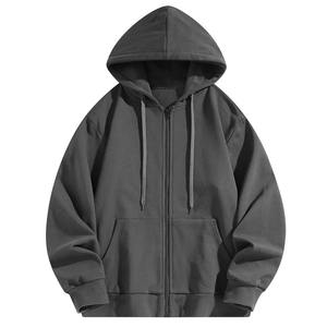 Sweat à capuche à fermeture éclair et à manches longues pour hommes vestes de sport décontractées pour l'hiver sweats à capuche en molleton teints en couleur unie vêtements - Product Image 4