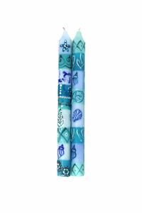 Exquisite Hand Painted <b>Taper</b> <b>Candles</b> Mediterranean Motifs Azure Teal Navy for Christmas Holiday Centerpiece-Smokeless Rose - Product Image 2