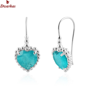 Trendy <b>earrings</b> classic solid sterling 925 <b>silver</b> doublet pink tourmaline <b>heart</b> shape stone dangle <b>earring</b> low price wholesale - Product Image 6