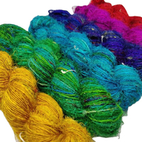 Fil de Soie 100% Recyclé de Haute Qualité, Teint, Écologique, Certifié ISO, Personnalisable, Filé à la Main, Fait Main, Broderie, Tricotage Manuel