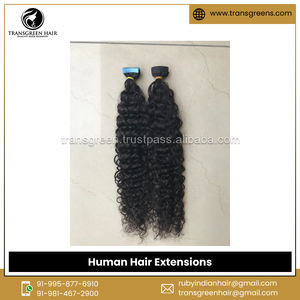 Fournisseur en stock en vrac vendant des cheveux de qualité exceptionnelle 100% bruts non transformés indiens Kinky Curly Tape Extensions de cheveux humains à vendre - Product Image 4