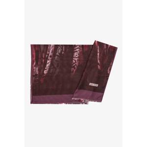 Écharpe rectangulaire longue en polyester imprimée couleur prune - Product Image 1