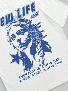 Camiseta con estampado de pantalla cuadrada de algodón 100% para hombre, Camiseta corta recortada de gran tamaño con estampado de pantalla sólida, camiseta Oneck para hombre - Product Image 6