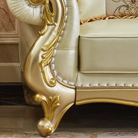 Canapé d'angle en bois massif pour villa de luxe, ensemble canapé en cuir véritable et table basse, combinaison de meubles