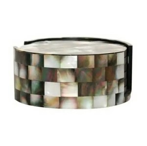 Mini sous-verres en noyer ensemble tasses rondes et carrées en bois naturel avec support épaisseur 5mm - Product Image 5