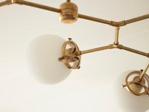 8 Light Linear Globe Mid Century Brass <b>Sputnik</b> <b>chandelier</b> light Fixture - Product Image 5