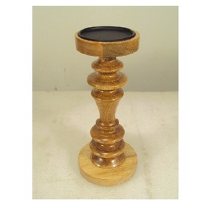 <b>Large</b> Size Solid Wood Pillar <b>Candle</b> Holder for Home Living Room Table Top Decoration Use Handcrafted Solid Wood Pillar Holder - Product Image 3
