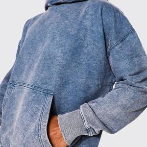 Sweat-shirt à capuche unisexe 100% coton, avec lavage vintage, surdimensionné, avec lavage à l'acide, pour hommes, modèle d'hiver solide - Product Image 5