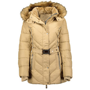 Parka de invierno con puños elásticos de cintura ajustable personalizada para mujer, chaqueta con cremallera, chaqueta aislante con capucha de piel suave con parches personalizados - Product Image 2
