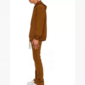 2025 fabricante de ropa de invierno para hombre algodón polar Flare Set cordón Pull Over Hoodie diseños bordados personalizados - Product Image 3