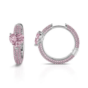 Pendientes de Aro de Plata de Ley con Corte Corazón y Circonita, Jeulia Enduring Radiance, para Fiesta - Product Image 1
