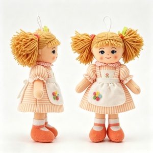 customized twin pigtail cloth <b>doll</b>, striped dress apron <b>doll</b>, fabric plush ornament, stuffed girl <b>doll</b> - Product Image 3
