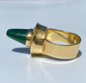 Pointed Cone Nephrite <b>Jade</b> <b>Ring</b> 6 Carat Nephrite Green <b>Jade</b> in Solid 18k Yellow Gold Vintage <b>Ring</b> for Men's Fashion Jewelry - Product Image 5