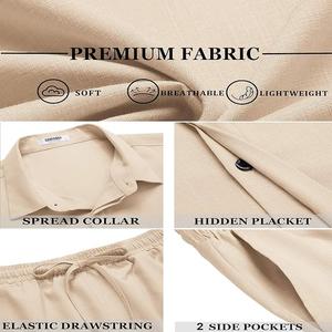 Camisas de Manga Corta de Verano para Hombre, Estilo Vintage, Tejidas, de Poliéster/Algodón, Secado Rápido, Transpirables, Lisas, Teñidas, Conjunto de Ropa Exterior - Product Image 5