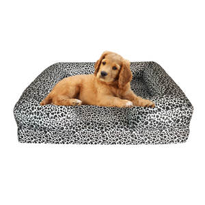 Leopar baskılı ortopedik pet yatak su geçirmez astar ve kaymaz alt ile lüks pet çekyat - Product Image 1