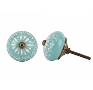 Nouveau bouton de tiroir peint à la main en forme de larme en diamant couleur menthe prix bon marché meilleure qualité bouton de garde-robe en céramique - Product Image 1