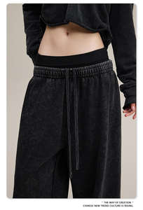 Pantalon Cargo en coton épais de haute qualité 240g pour femmes décontracté Double taille couleur unie coupe ample pleine longueur - Product Image 4