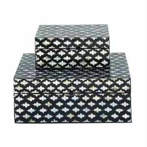 Boîte à bijoux et boîte à chocolat en nacre polie, écologiques, faites à la main, nouveau design, incrustation d'os, en provenance d'Inde - Product Image 6