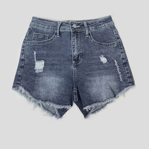 Qualité supérieure 100% coton Denim nouvelles femmes taille haute en détresse jean Shorts respirant bouton nœud décontracté femmes Shorts - Product Image 1