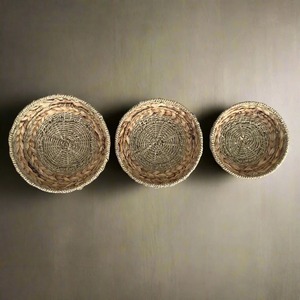 Bols tissés en jonc de mer et en jacinthe d'eau ensemble de 3 vaisselle décor de présentation de repas produits vietnamiens en gros écologiques - Product Image 5