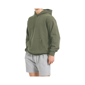 Sweats à capuche décontractés pour hommes 100% coton hiver motif solide poche coupe ample manches longues sweats à capuche - Product Image 1