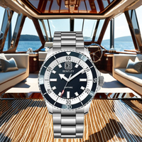 Montre à quartz AURORA en acier inoxydable style squelette, design inspiré de Louis, boîtier de 42 mm, résistance à l'eau 10 ATM, verre saphir