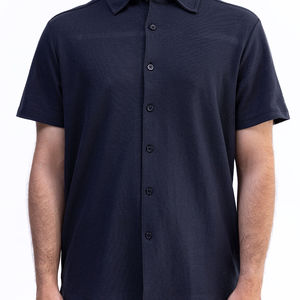 Personnalisable 100% respirant anti-rétrécissement écologique imprimé hommes été décontracté piqué coton popeline chemise couleur noire - Product Image 1