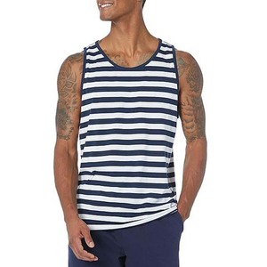Nueva llegada de secado rápido transpirable Casual Streetwear gimnasio camisetas sin mangas ropa de hombre rayas entrenamiento camisetas sin mangas de los hombres - Product Image 1