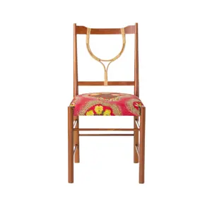 High quality Solid wood dining chair with wicker rattan back and soft cushion hotel chair restaurant chair made in Indonesia