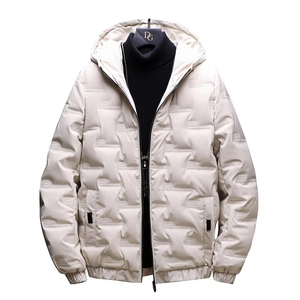 Veste matelassée en toile à capuche pour homme, coupe-vent, respirante, chaude pour l'hiver, vente en gros OEM, meilleure qualité - Product Image 2