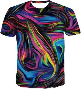 T-shirt pour homme à motif abstrait imprimé par sublimation, manches courtes, col rond, tricoté, coupe classique, 100 % polyester - Product Image 2