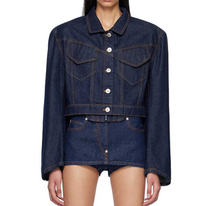 Veste en jean OEM brodée sur mesure et non extensible, veste en jean bleu pour femmes, forte demande, vente en gros - Product Image 1