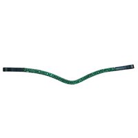 Fronture de Luxe Personnalisable en Cuir et Cristal Vert Émeraude, Design Courbé Scintillant, Accessoire de Bridon Anglais, OEM Haute Qualité
