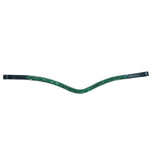 Diadema de Cuero Personalizable de Lujo con Cristales Verde Esmeralda y Diseño Curvo para Caballo, Accesorio de Brida Inglesa OEM - Product Image 2