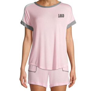 Vêtements pour femmes coupe régulière ensembles pour femmes 100% coton à manches courtes t-shirts et shorts deux pièces été ensembles jumeaux tenue décontracté - Product Image 5